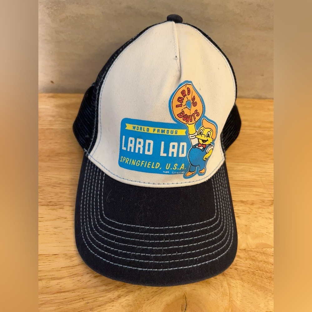 Vintage “The Simpsons”Lard Lad Springfield Donuts Mesh Trucker SnapBack Hat